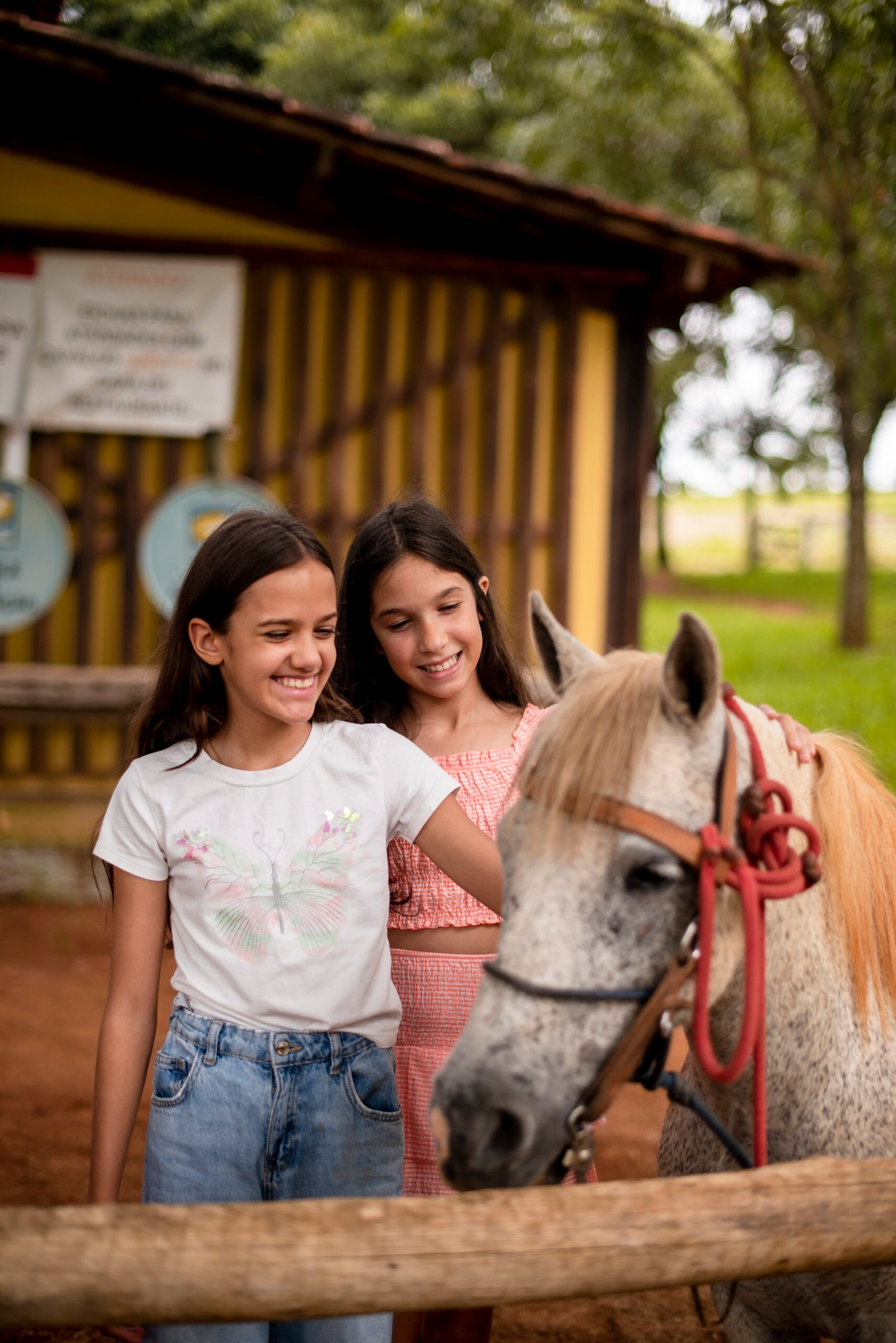 Crianças com pônei no Rancho Canabrava